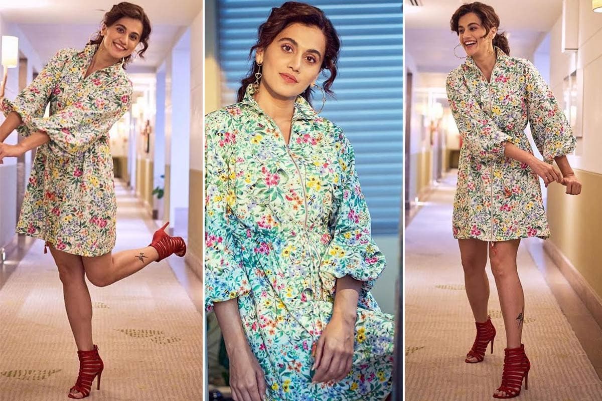 Taapsee Pannu in Pink Porcupines for Thappad promotions