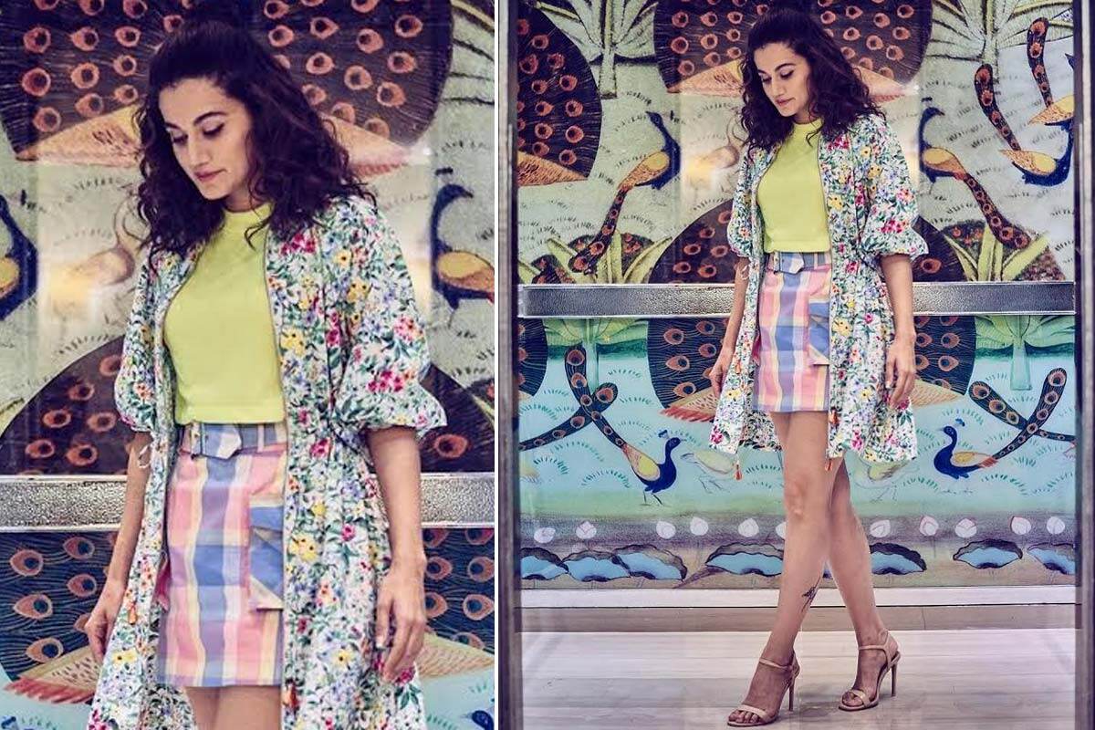 Taapsee in Pink Porcupines and X Karla for Thappad promotion