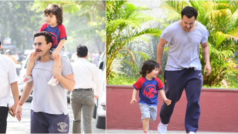 Saif Ali Khan's Sunday Outing With Son Taimur Ali Khan Captured in These Cute Pictures is Too Adorable to Miss! 