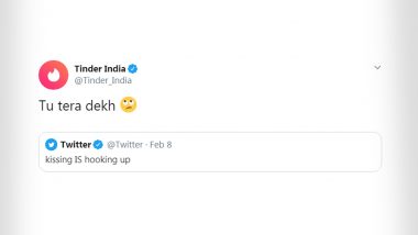 Twitter's Cheeky 'Kissing is Hooking Up' Tweet Ahead of Kiss Day 2020 Has Everyone Questioning Its Relationship Status, Check Tinder India's Reply
