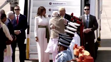 Donald Trump, Melania Trump Land In Ahmedabad, PM Narendra Modi Welcomes US President With a Hug; See Pics And Video