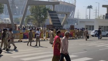 Donald Trump India Visit: Security Tightened Outside Motera Stadium in Ahmedabad, View Pics