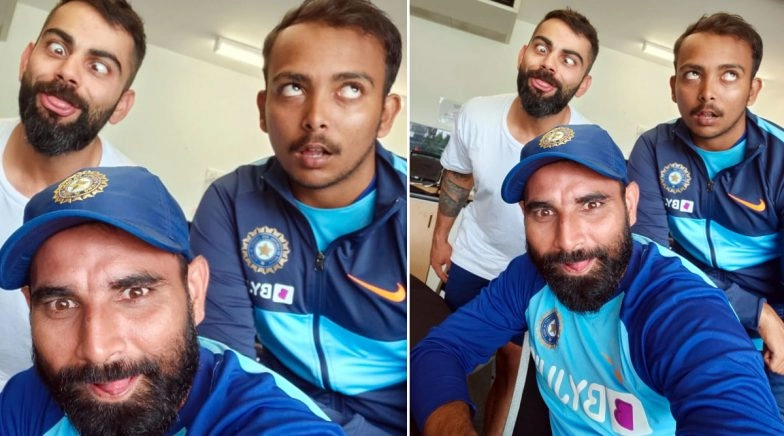 Virat Kohli, Mohammed Shami and Prithvi Shaw Pose in Weird Faces Ahead of IND vs NZ Test Series