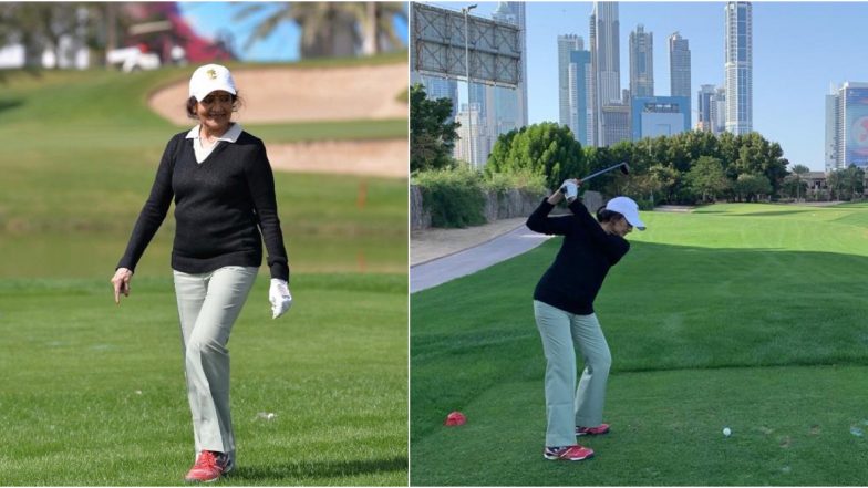 Yesteryear Bollywood Actress Vyjayanthimala Shocks Netizens With Her Fitness as the 83-Year-Old Gets Clicked Playing Golf in Dubai (See Pics)