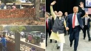 Donald Trump's India Visit: Ahmedabad Municipal Corporation Building Wall to Conceal Slum Along US President's Roadshow Route?