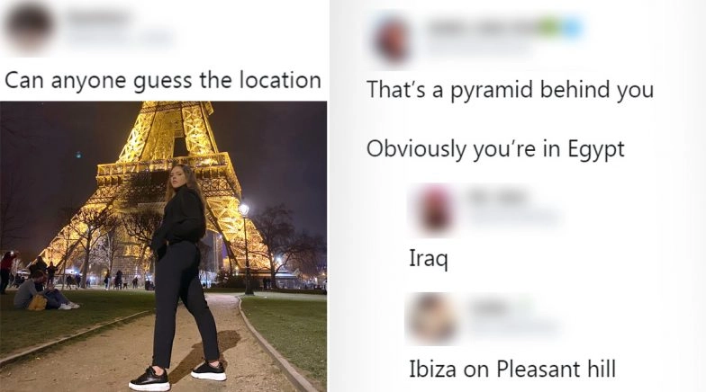 Girl Poses in Front of Eiffel Tower and Asks Followers to Guess the Location