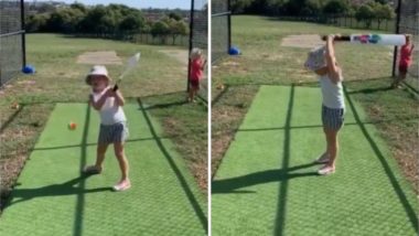 David Warner's Daughter Ivy Loses Calm, Smashes Bat on Ground After Missing the Ball; Watch Video