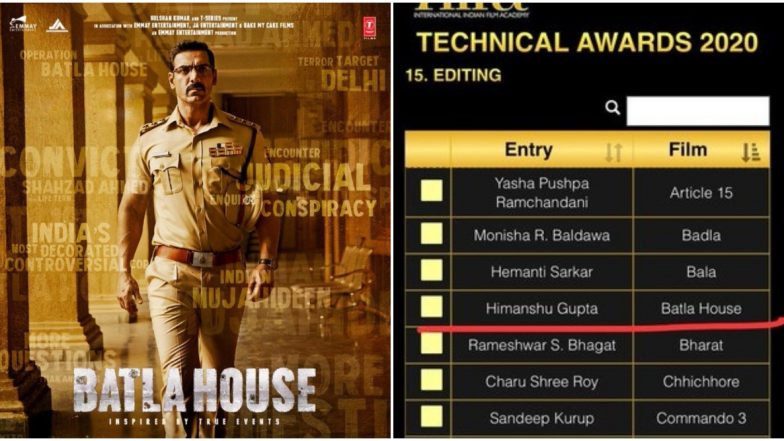 Did IIFA 2020 Organisers Goof-Up The Names of Batla House Technicians For Their Entries in the Technical Award Categories?
