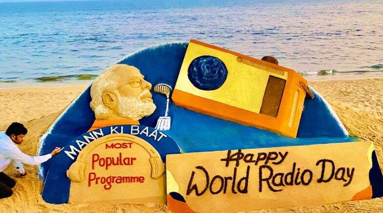 Sudarsan Pattnaik Creates Sand Art for World Radio Day Honouring PM Narendra Modi