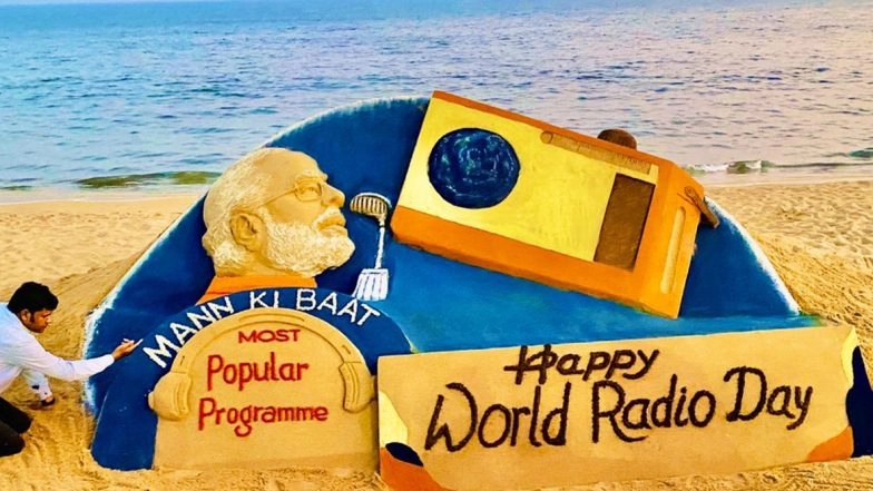 Sudarsan Pattnaik Creates Sand Art for World Radio Day, Honours PM Narendra Modi’s Mann Ki Baat (View Pic)