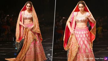 Lakme Fashion Week Summer/Resort 2020: Sara Ali Khan Looks Exquisite As She Walks the Ramp for Designer Duo Abu Jani and Sandeep Khosla (View Pics)