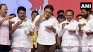 Coronavirus Outbreak in India: Telangana Ministers Eat Chicken on Public Stage to Dispel Rumours About COVID-19