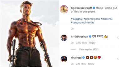 Tiger Shroff's Latest Shirtless Picture Gets a 'Das Number' Comment From Hrithik Roshan