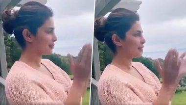 Priyanka Chopra Joins PM Narendra Modi's Initiative, Claps from her US Apartment to Show Gratitude to All the Medical Heroes and Workers Amid Janata Curfew in India (Watch Video)