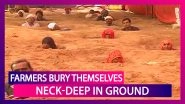 Farmers Protest Against Alleged Land Acquisition By JDA, Bury Themselves Neck-Deep In Ground