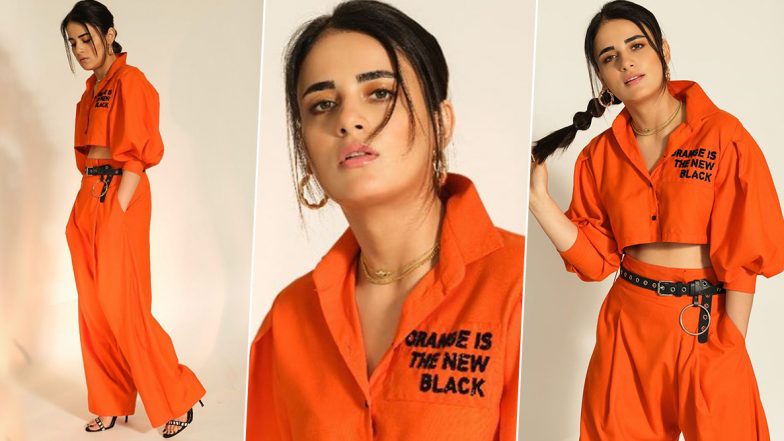 Orange Never Looked So Gorgeous Before! Radhika Madan Stuns in her Monochrome Separates for Angrezi Medium Promotions