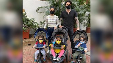 Sunny Leone Shares a Picture with her Kids Wearing Masks as they Get Ready to Tackle the Coronavirus Outbreak in the City