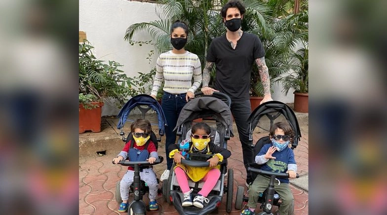 Sunny Leone Shares a Picture with her Kids Wearing Masks as they Fight Coronavirus