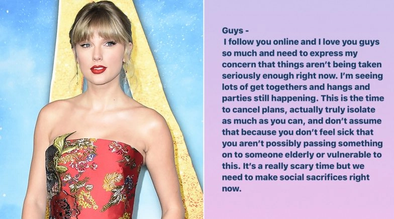 Taylor Swift Concerned For Fans Over Coronavirus Outbreak, Urges Them to Make