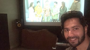 Varun Dhawan Just Finished Dubbing for Coolie No 1, But The Still Behind Him Featuring Sara Ali Khan Steals Our Attention (View Pic)