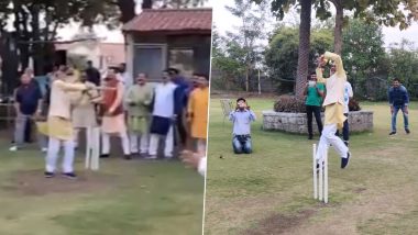 Shivraj Singh Chouhan Playing Cricket Amid MP Political Turmoil Intrigues Netizen, Video of Ex-CM With The Bat Goes Viral!