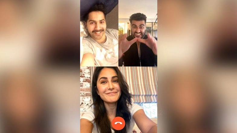 Janata Curfew: Katrina Kaif Catches Up With Pals Varun Dhawan and Arjun Kapoor Over Video Call Amid COVID-19 Lockdown