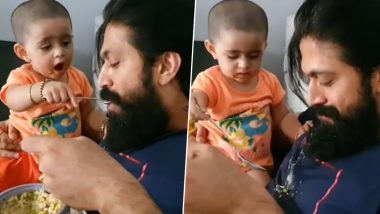 KGF Star Yash Surrenders to His Baby Girl Ayra Who Is Feeding Her Daddy While In Self-Quarantine (Watch Video)