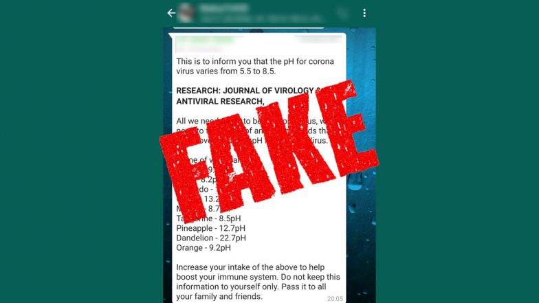 Coronavirus Has a pH Value of 5.5–8.5 & Can Be Cured by Eating ‘Alkaline’ Fruits Like Lemon, Mango, Orange and Dandelion? Know the Truth Behind Viral WhatsApp Message and Correct pH Scales of Fruits