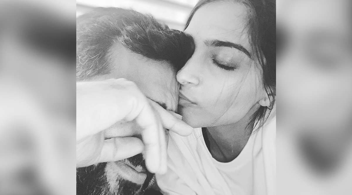 Sonam Kapoor Kisses Husband Anand Ahuja in an Adorable Instagram Picture and We are in Love With Their Quarantine Romance (View Pic)