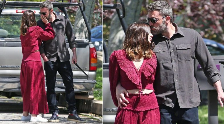 Ben Affleck & Ana de Armas Kiss and Cuddle While Walking Both of Their Dogs
