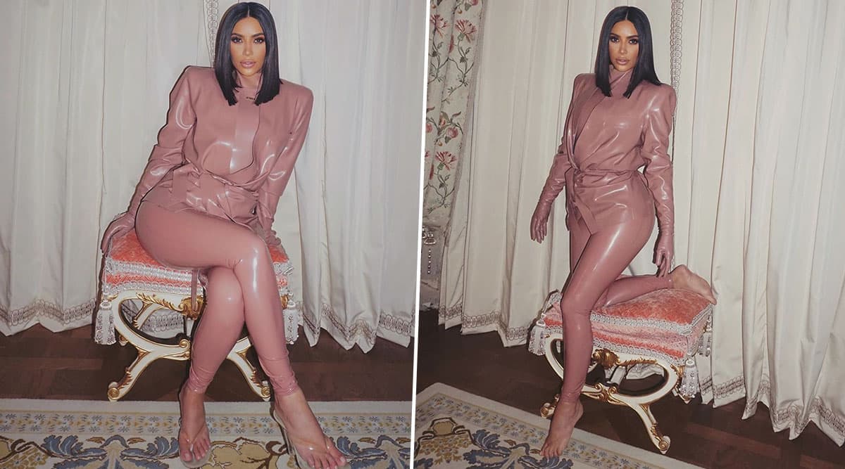 Watch Kim Kardashian squeeze into her latex suit during Paris