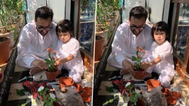 Janata Curfew: Kareena Kapoor Khan's 'Boys' Saif Ali Khan And Taimur Pot A Plant For A Better World (View Pics)