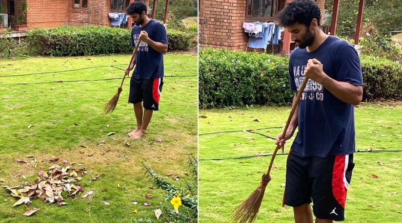 Aditya Roy Kapur Sweeps The Garden Area Amid COVID-19 Crisis