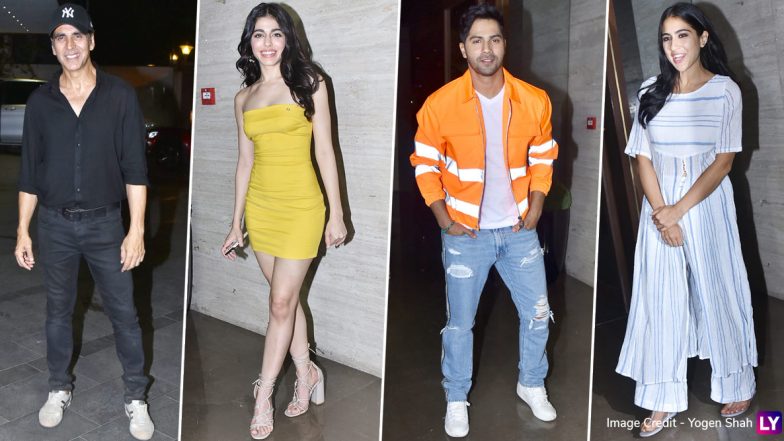 Coolie No 1: Akshay Kumar, Alaya F, Varun Dhawan, Sara Ali Khan and Other Bollywod Stars Spotted At The Film’s Wrap-Up Party (View Pics)