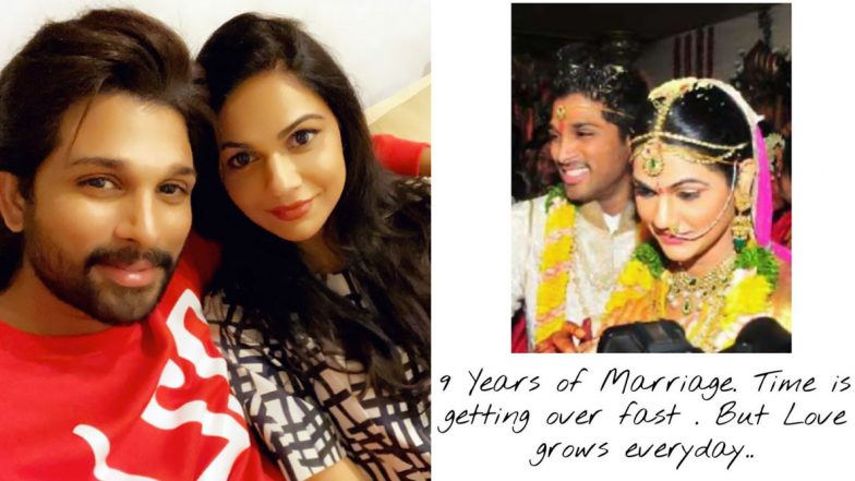 Allu Arjun and Sneha Reddy Celebrate Their 9th Wedding Anniversary Today! Tollywood Hunk Shares a Beautiful Pic from Their Marriage