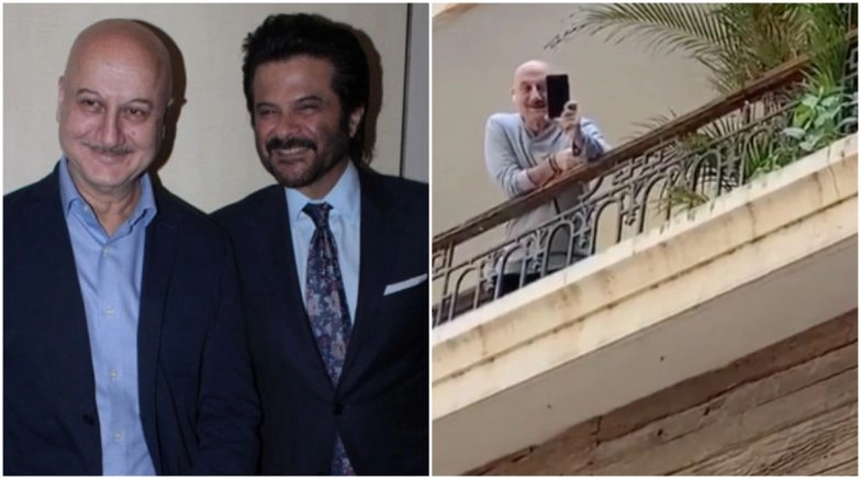 Anupam Kher and His Neighbour Anil Kapoor Follow Social Distancing By Chatting From Their Balconies