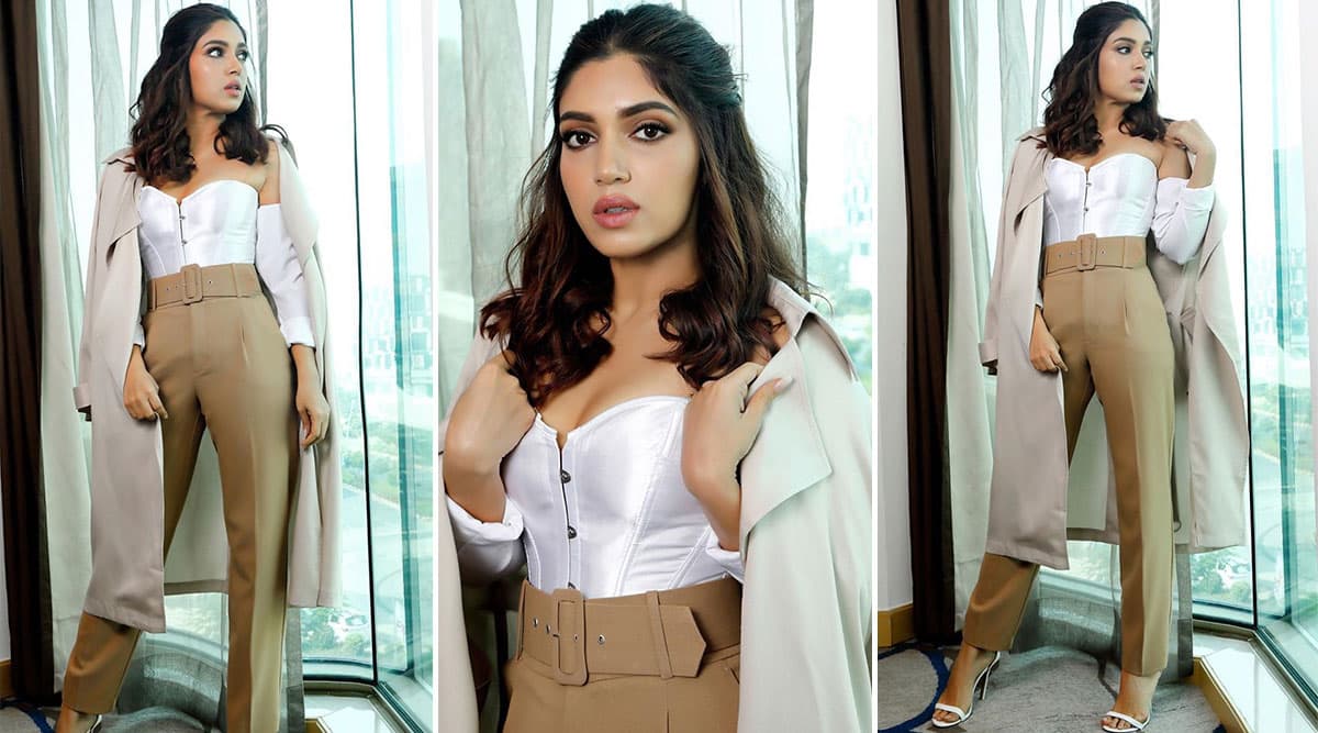 Bhumi Pednekar is edgy chic in graphic bralette and crochet trousers for  Thankyou for Coming promotions : Bollywood News - Bollywood Hungama