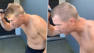 David Warner Shaves Off His Head in Support of Medical Workers, Nominates Virat Kohli, Steve Smith and Others (Watch Video)