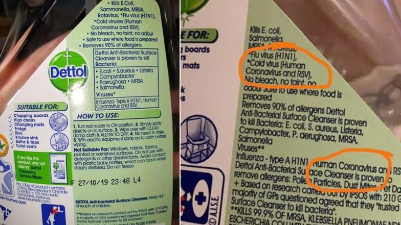 Dettol Knew About Coronavirus (COVID-19) Beforehand? Here's Truth from the Company About the Viral Image Claiming 'Disinfectant Kills Coronavirus'