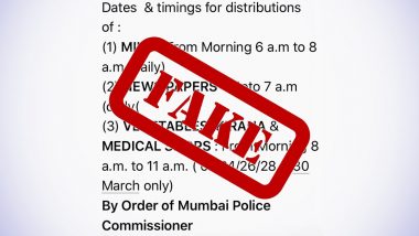 Fact Check: Essential Shops in Mumbai to Follow Timings Amid COVID-19 Curfew? Police Commissioner Calls WhatsApp Message Fake