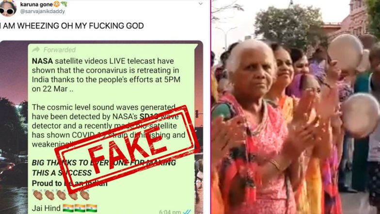 Fact Check: Viral Social Media Posts Claiming NASA SD13 Satellite Detected Coronavirus Strain Diminishing and Weakening Due to 5 PM Clapping Exercise on Janata Curfew Day Are FAKE, Details Here