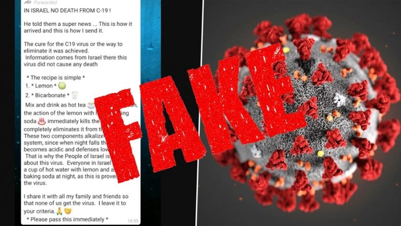 Fact Check: In Israel No Death From COVID-19? Fake WhatsApp Forward States Drink Made of Lemon And Bicarbonate Saved Citizens From Coronavirus
