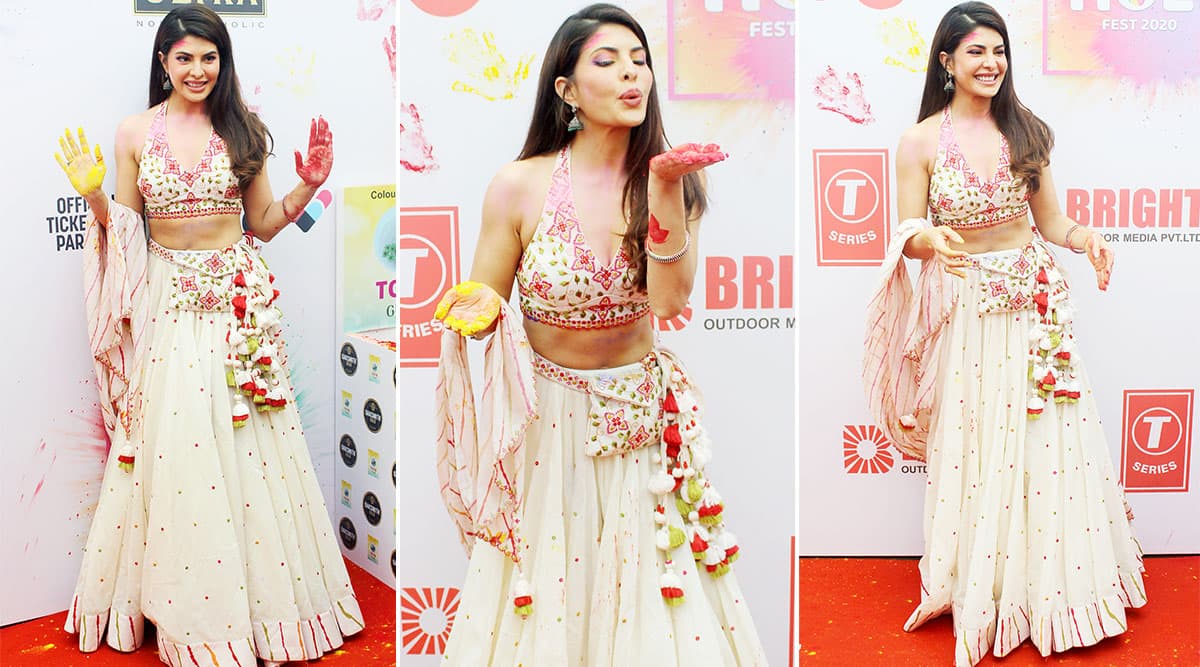 Jacqueline Fernandez in Punit Balana for Holi festivities