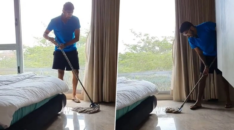 Jasprit Bumrah Mops Floor to Stay Fit and Keep His Mother Happy (Watch Video)