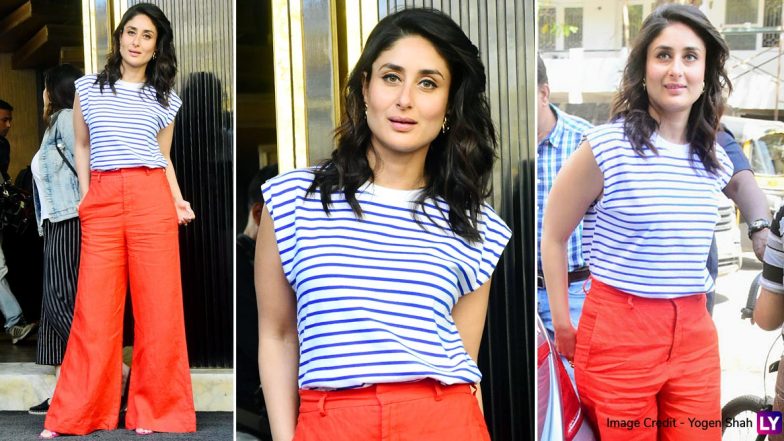 Kareena Kapoor Khan Pairs a Striped Tee With Tangerine Trousers That Makes It a Perfect Summer Outfit! (View Pics)