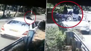 Overspeeding Car Rams Into Students, Flings Cyclist in Cherthala, Watch Video (Graphic Content Warning)