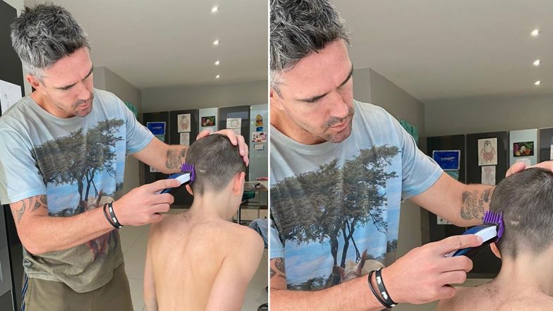 Kevin Pietersen Gives Himself & Son 'Tennis Ball' Haircut