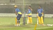 IPL 2020 Update: MS Dhoni&rsquo;s Brilliant Six in CSK Training Prompts Whistle Celebration From Suresh Raina (Watch Video)