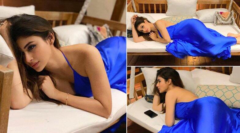 Mouni Roy Is Sultry, Sensational and Lazing Around in an Endless Satin Blue Backless Gown Under Quarantine!