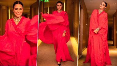 Neha Dhupia Is Feisty and Fiercely Feminine in a Flaming Red Masaba Gupta Creation!
